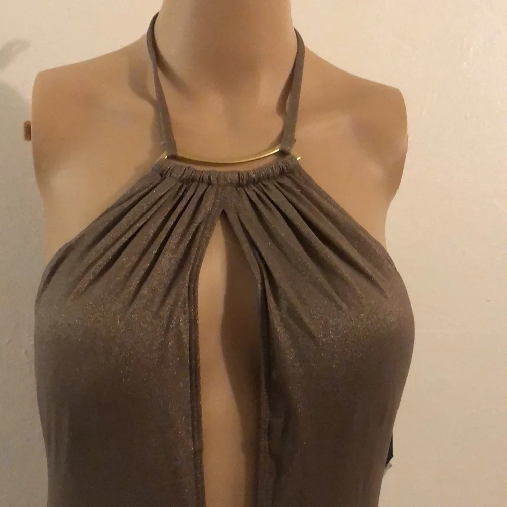 Kenneth Cole New York, gold swimsuit, tummy toner, size medium - Picture 2 of 5